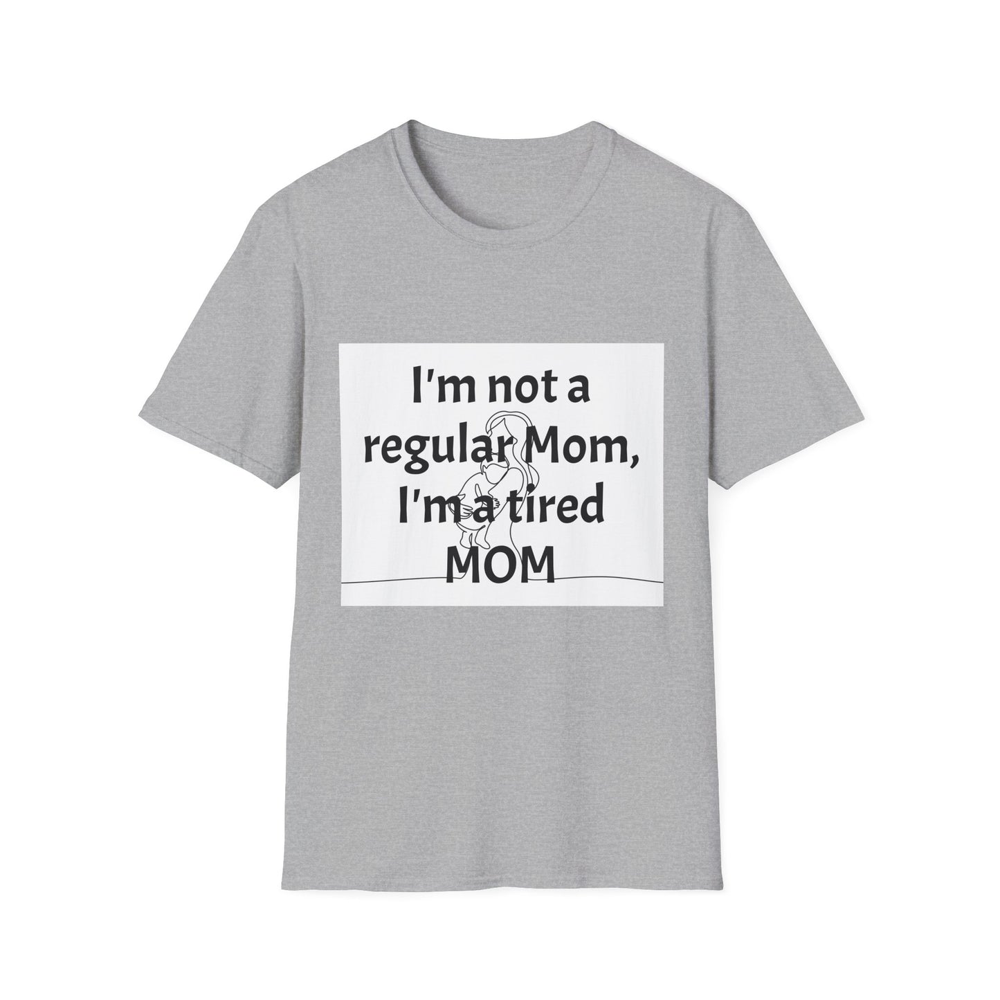 Funny Tired Mom T-Shirt - Unisex Softstyle Tee for Mothers
