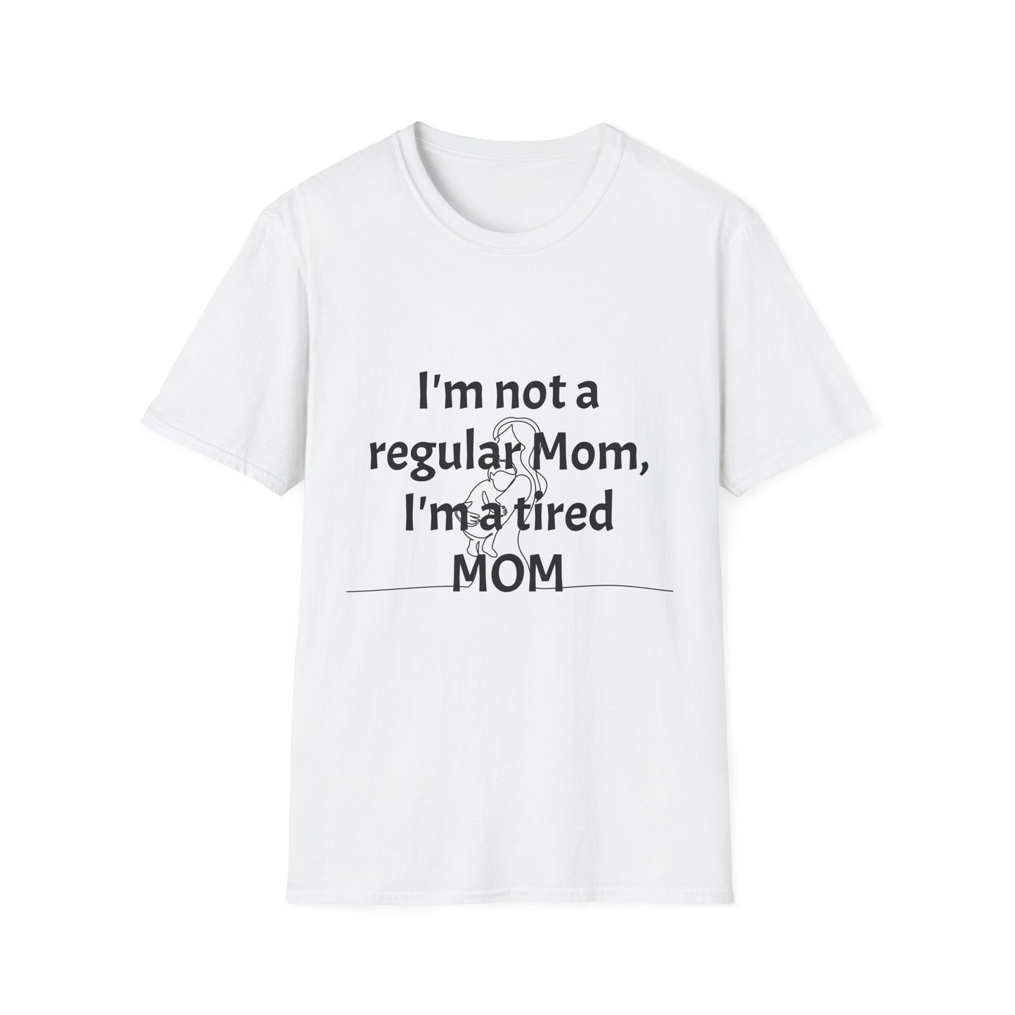 Funny Tired Mom T-Shirt - Unisex Softstyle Tee for Mothers