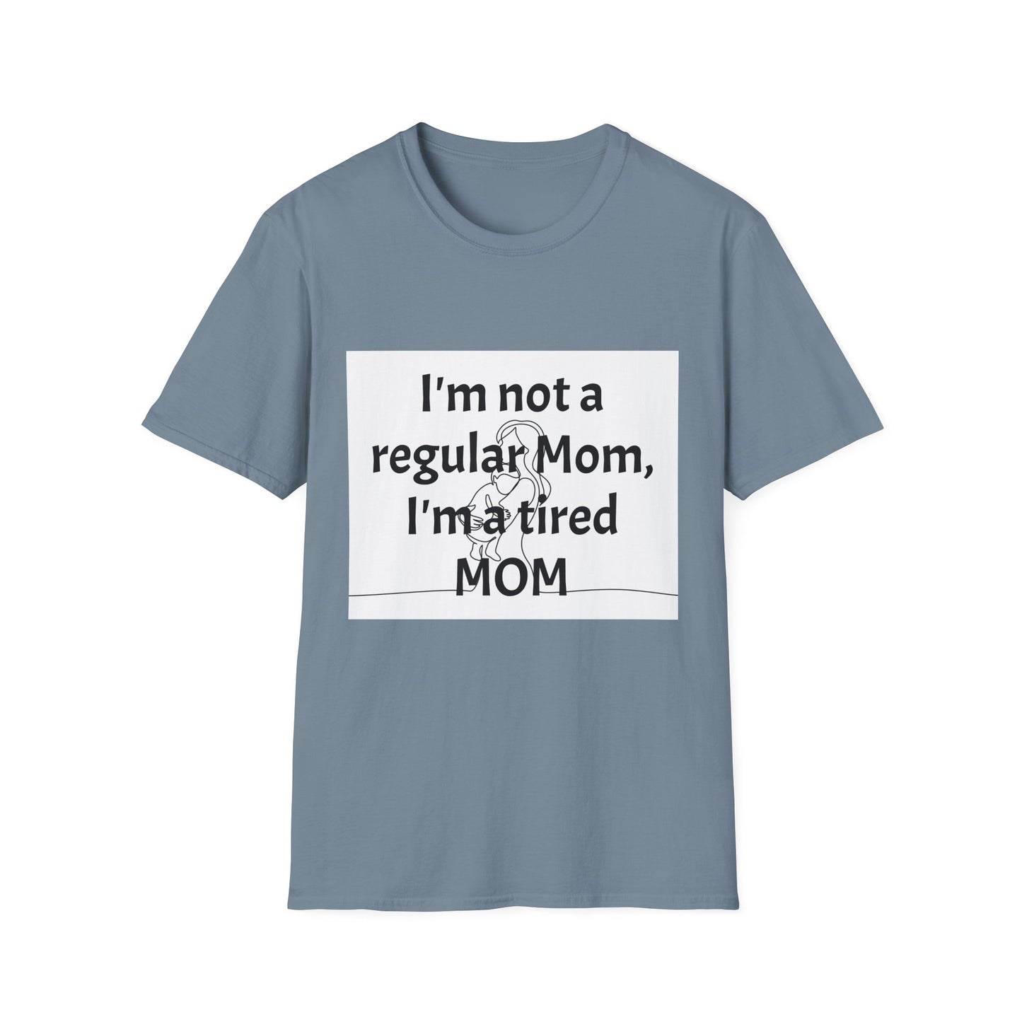 Funny Tired Mom T-Shirt - Unisex Softstyle Tee for Mothers