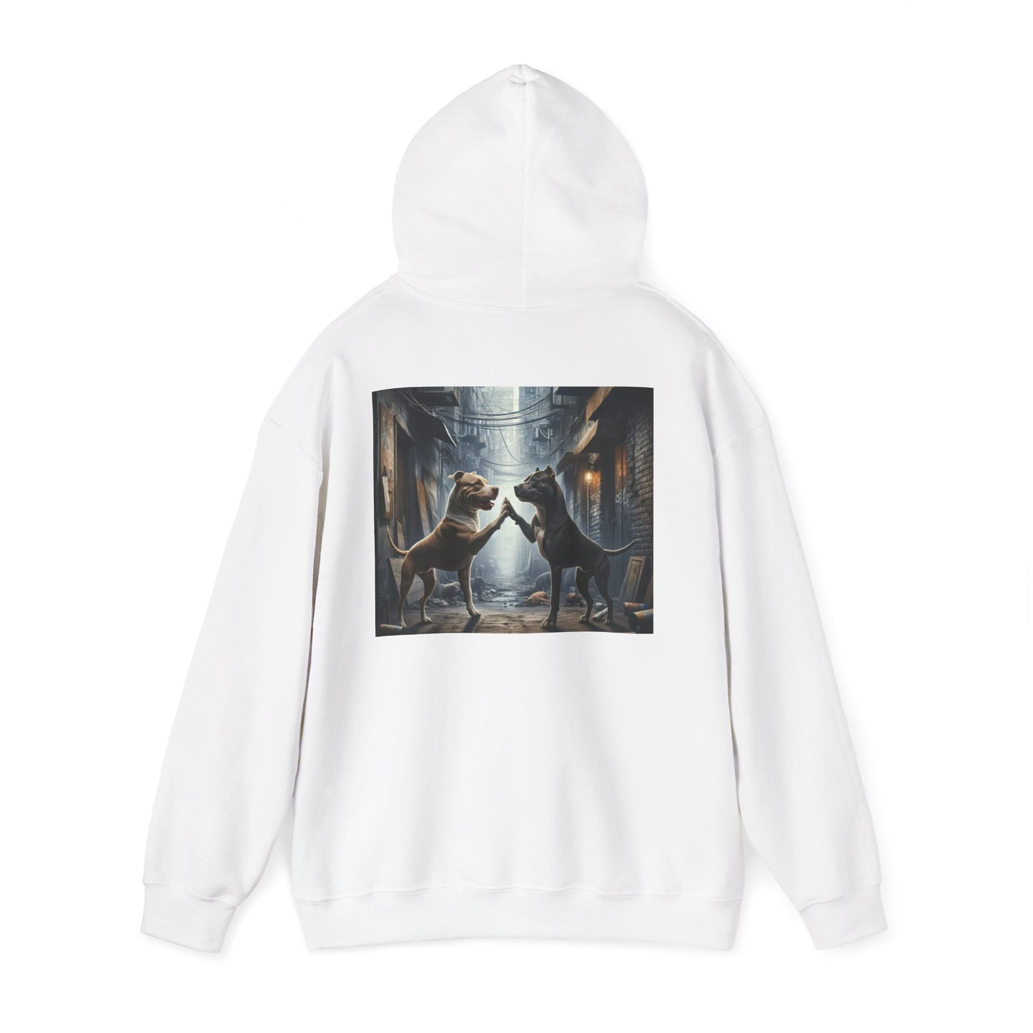 Unisex Hooded Sweatshirt - Be the Main Character - Pitbull Dogs High Fiving Design