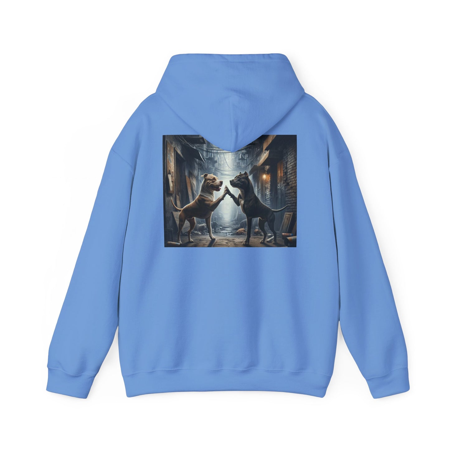 Unisex Hooded Sweatshirt - Be the Main Character - Pitbull Dogs High Fiving Design