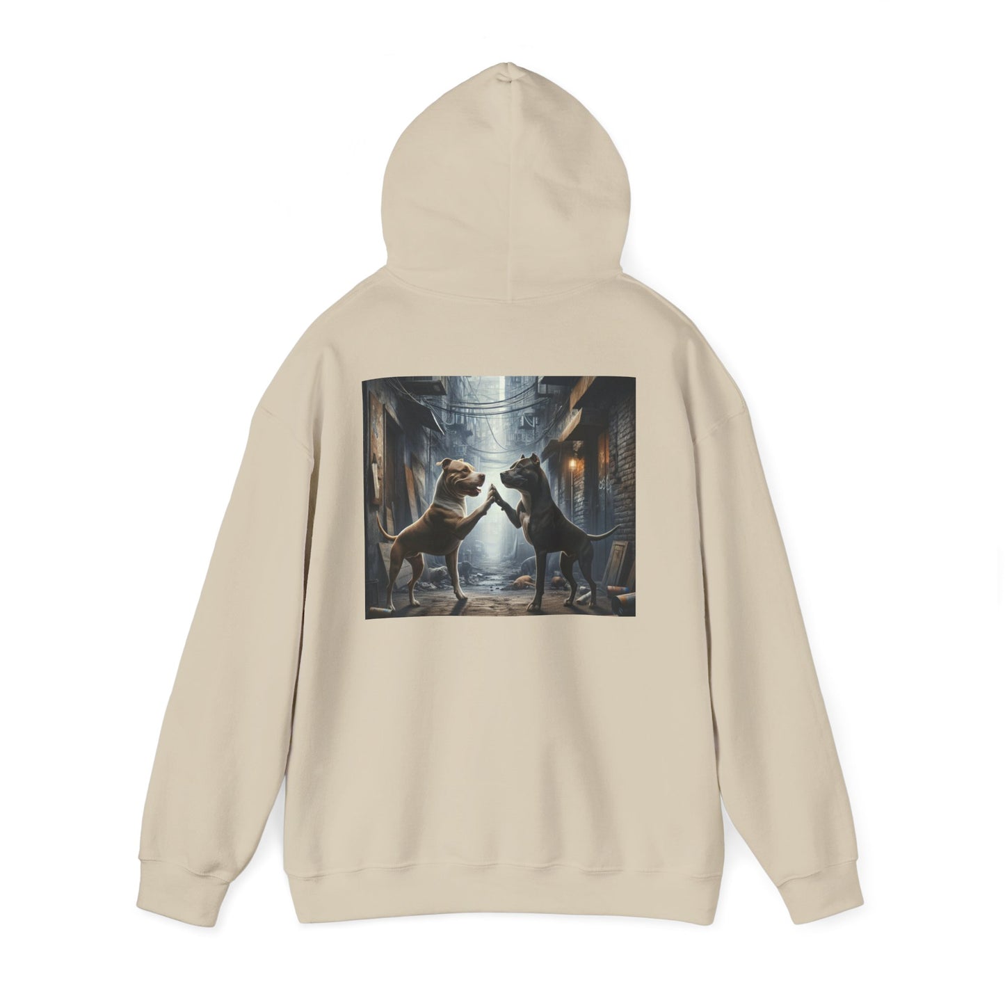 Unisex Hooded Sweatshirt - Be the Main Character - Pitbull Dogs High Fiving Design