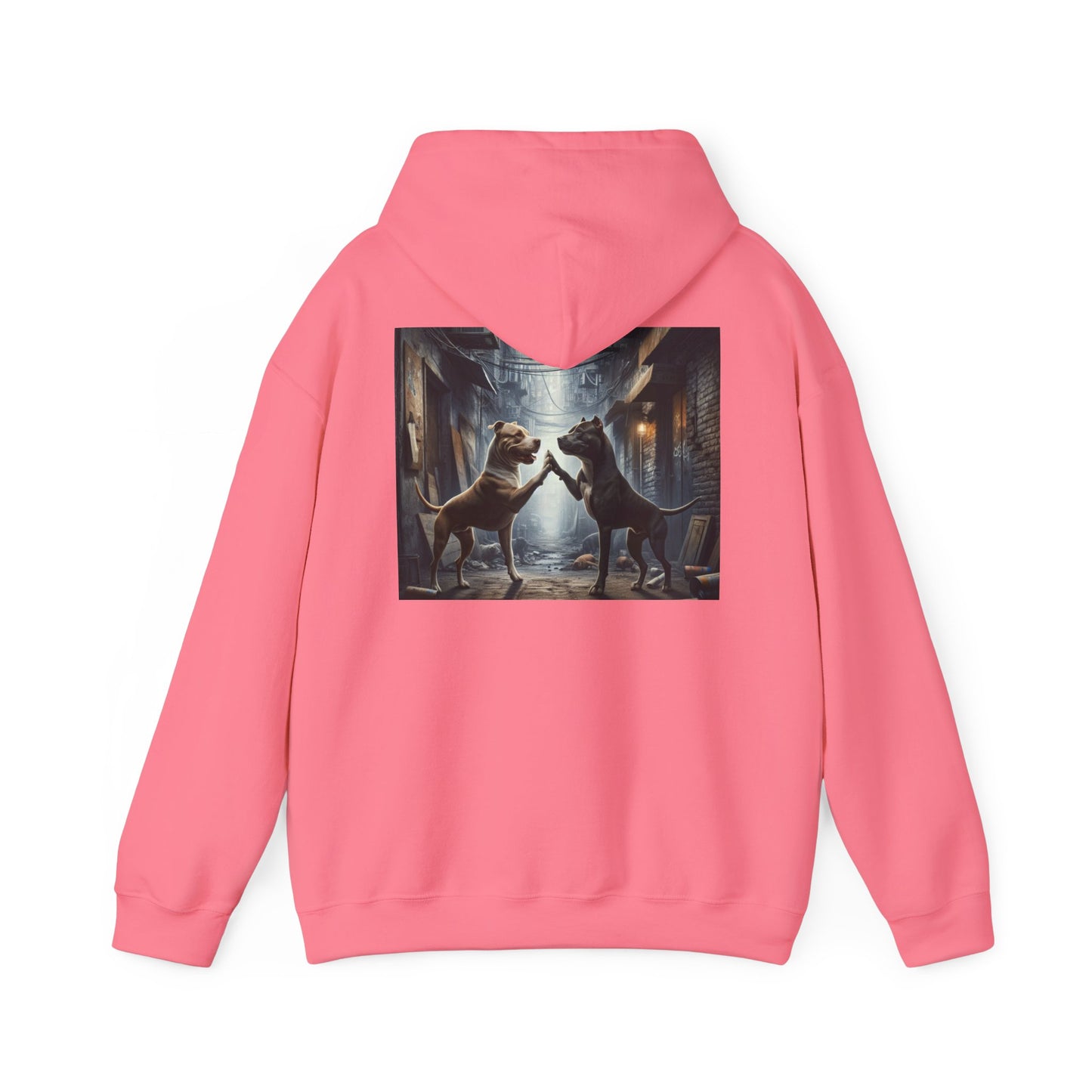 Unisex Hooded Sweatshirt - Be the Main Character - Pitbull Dogs High Fiving Design