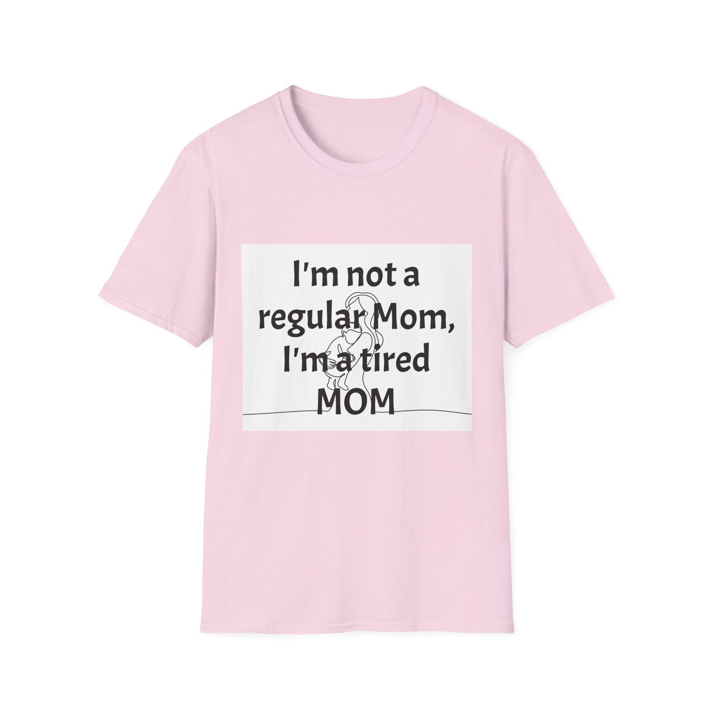 Funny Tired Mom T-Shirt - Unisex Softstyle Tee for Mothers