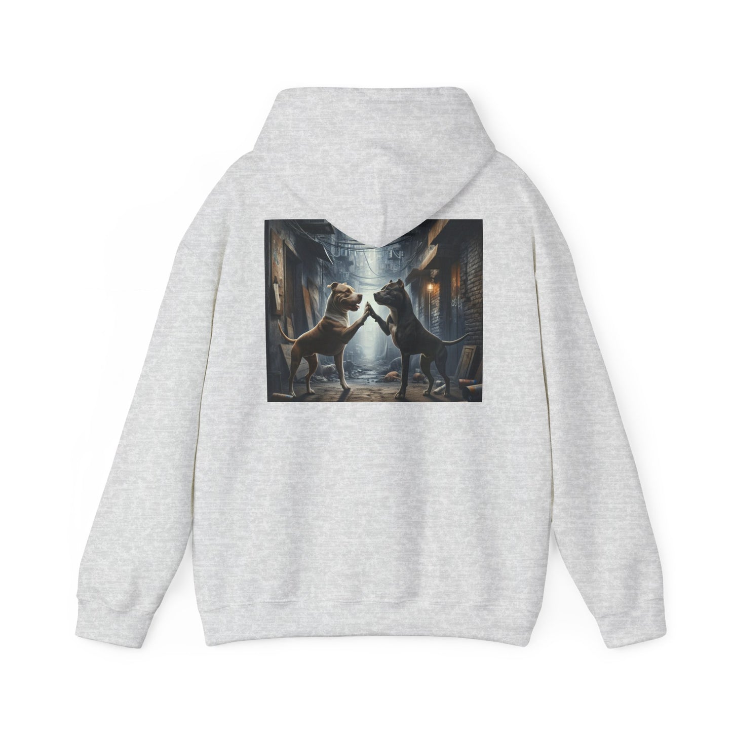Unisex Hooded Sweatshirt - Be the Main Character - Pitbull Dogs High Fiving Design