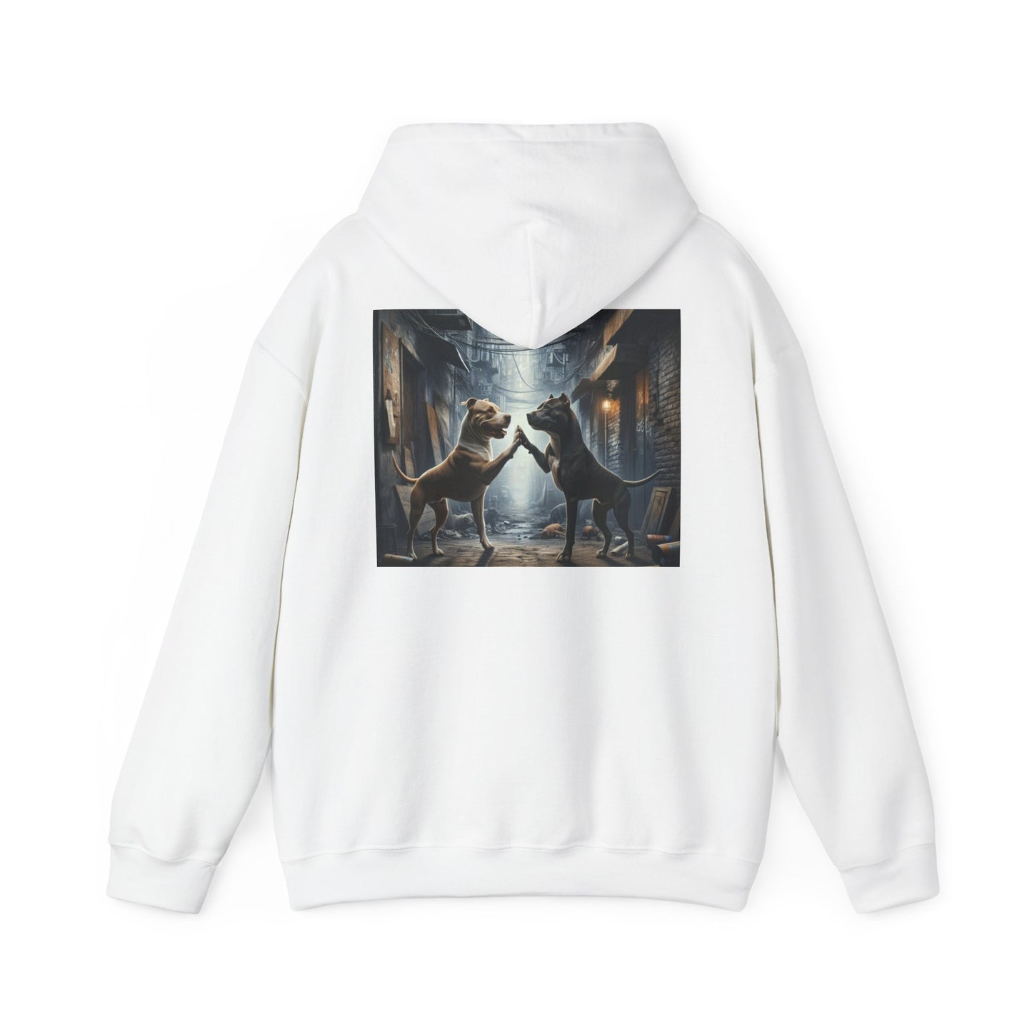 Unisex Hooded Sweatshirt - Be the Main Character - Pitbull Dogs High Fiving Design
