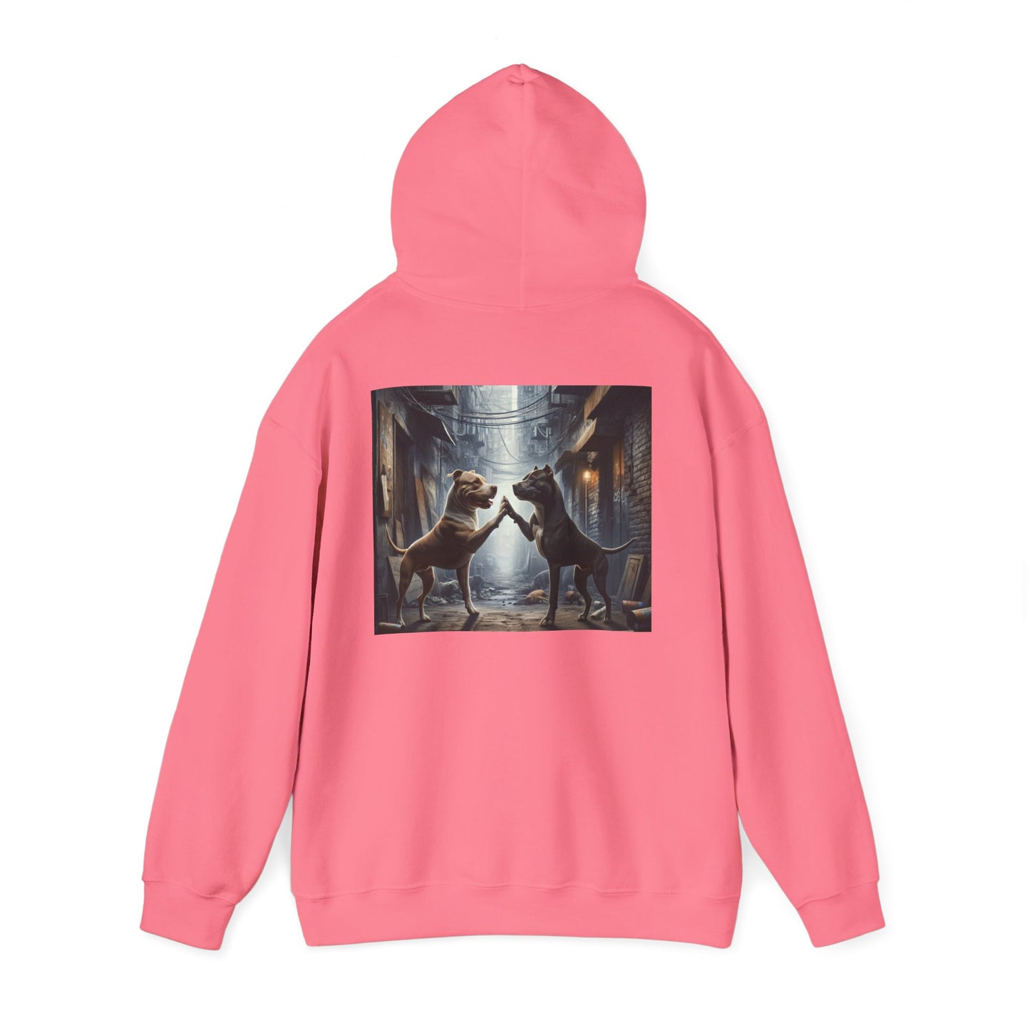 Unisex Hooded Sweatshirt - Be the Main Character - Pitbull Dogs High Fiving Design