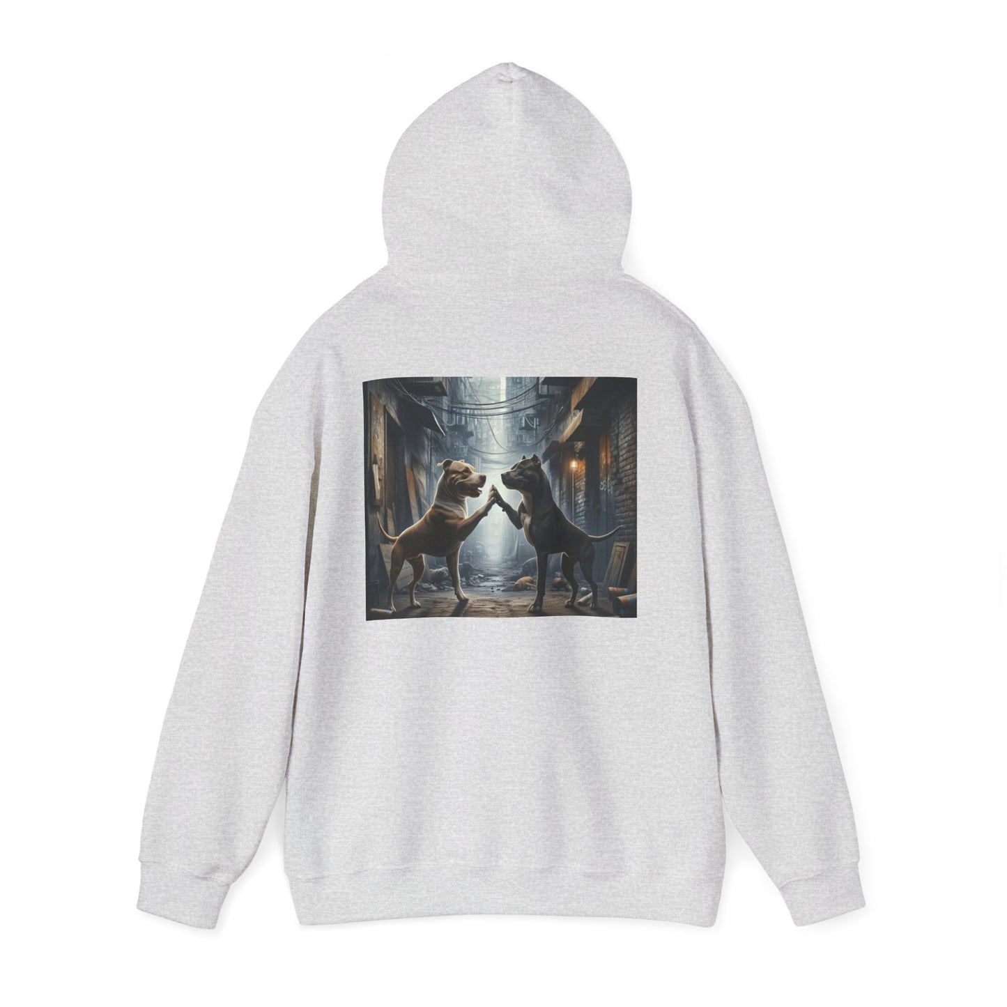 Unisex Hooded Sweatshirt - Be the Main Character - Pitbull Dogs High Fiving Design