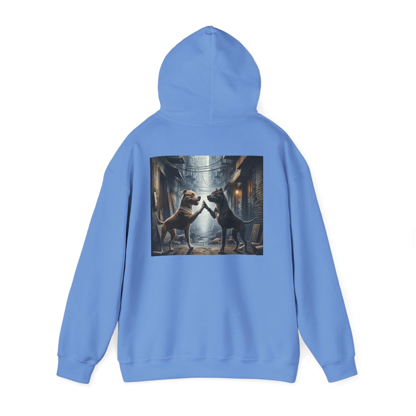 Unisex Hooded Sweatshirt - Be the Main Character - Pitbull Dogs High Fiving Design