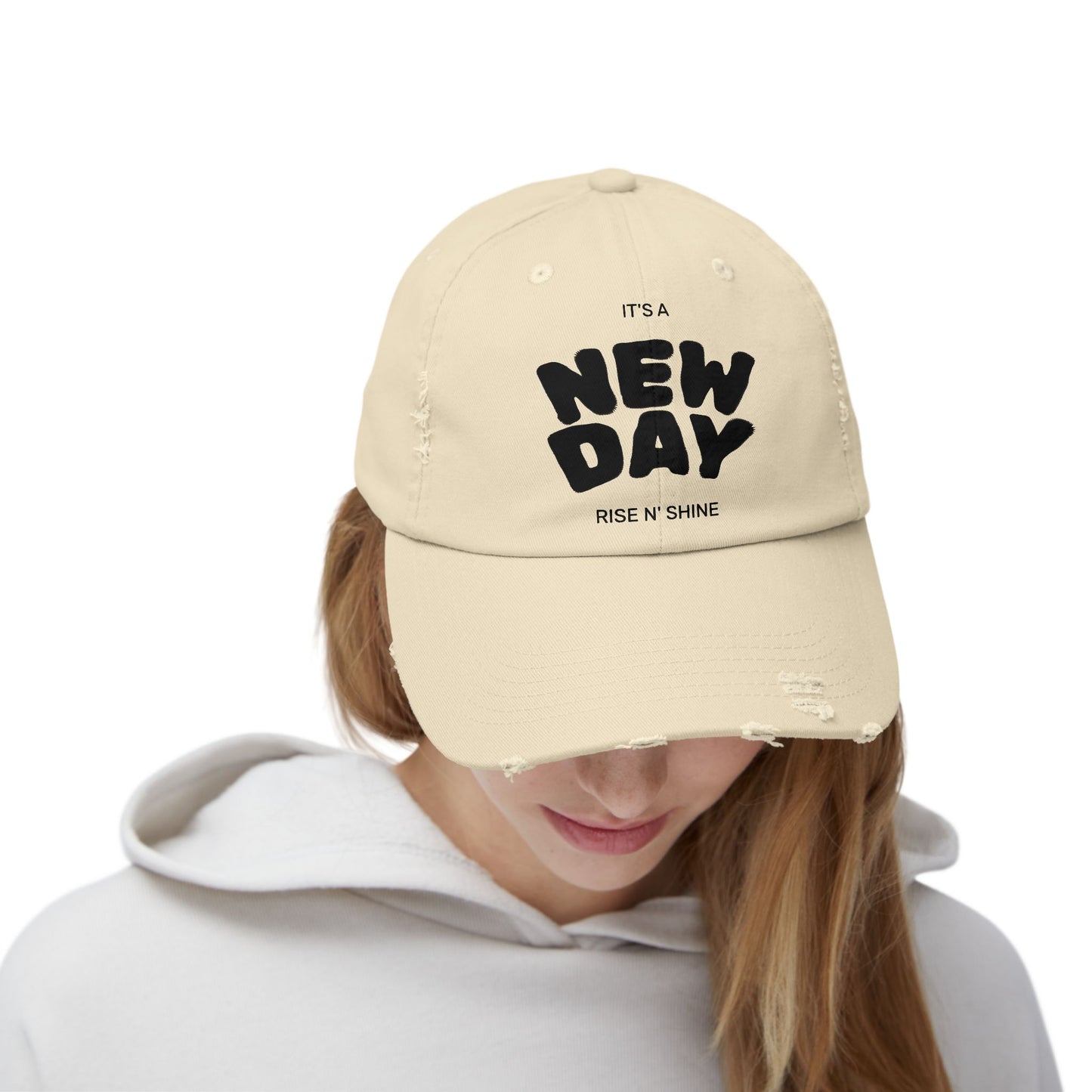 Unisex Distressed Cap with Inspiring Quote - Perfect for Outdoors, Casual Wear, Gift Idea for Friends and Family, Trendy Hat, Daily Reminder